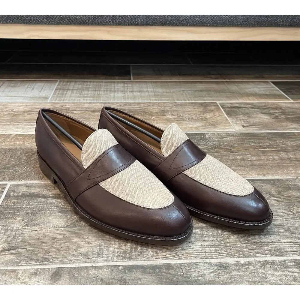 $950 NIB Nettleton Two Tone Leather Brown Vintage Inspired Penny Loafers 9.5 D